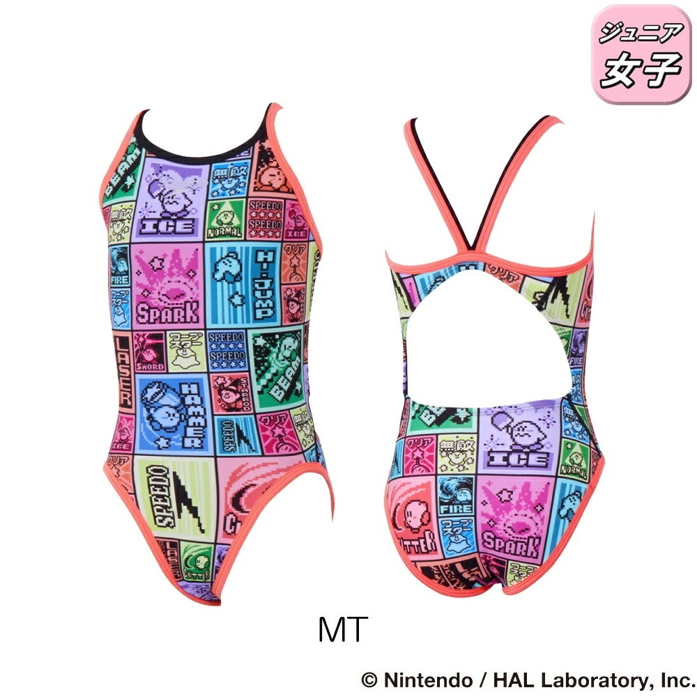 スピードSPEEDO競泳水着練習用水着ジュニア女子カービィドットブロックターンズスーツオールインワンENDURANCEECO競泳練習水着2026年春夏モデルSTG02602