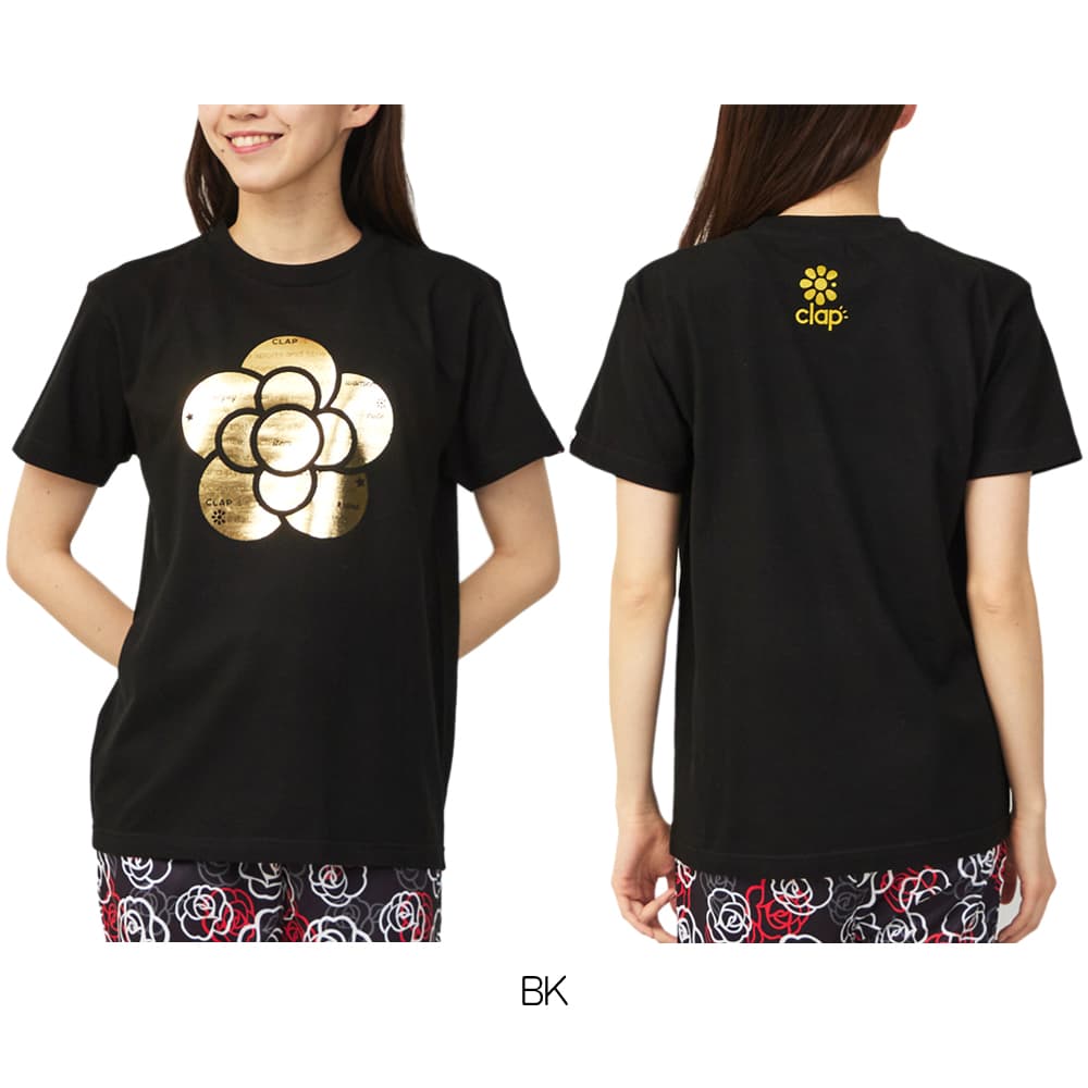 クラップCLAPローズクラップホイルTシャツレディーススポーツアパレルトレーニングフィットネス女性CTS26026