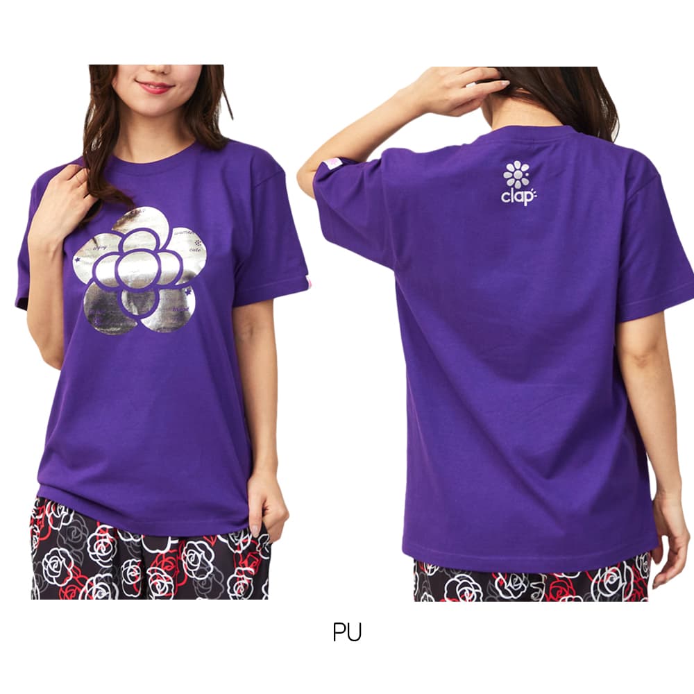クラップCLAPローズクラップホイルTシャツレディーススポーツアパレルトレーニングフィットネス女性CTS26026