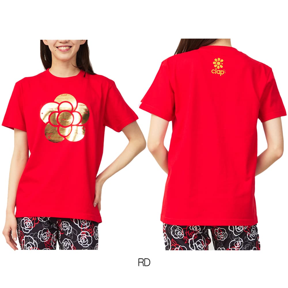 クラップCLAPローズクラップホイルTシャツレディーススポーツアパレルトレーニングフィットネス女性CTS26026