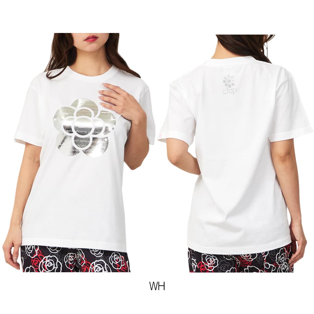 クラップCLAPローズクラップホイルTシャツレディーススポーツアパレルトレーニングフィットネス女性CTS26026