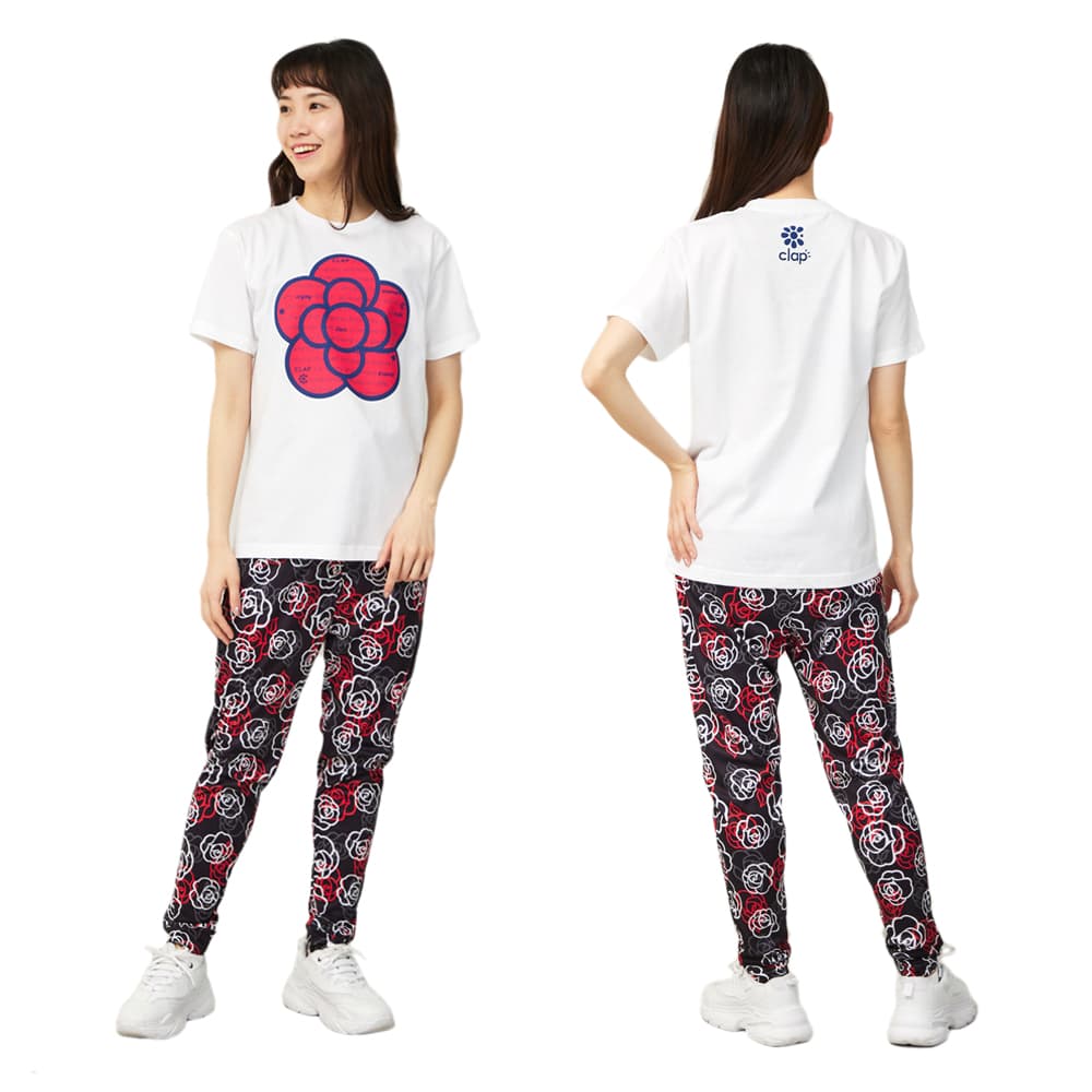 クラップCLAPローズクラップTシャツレディーススポーツアパレルトレーニングフィットネス女性CTS26028