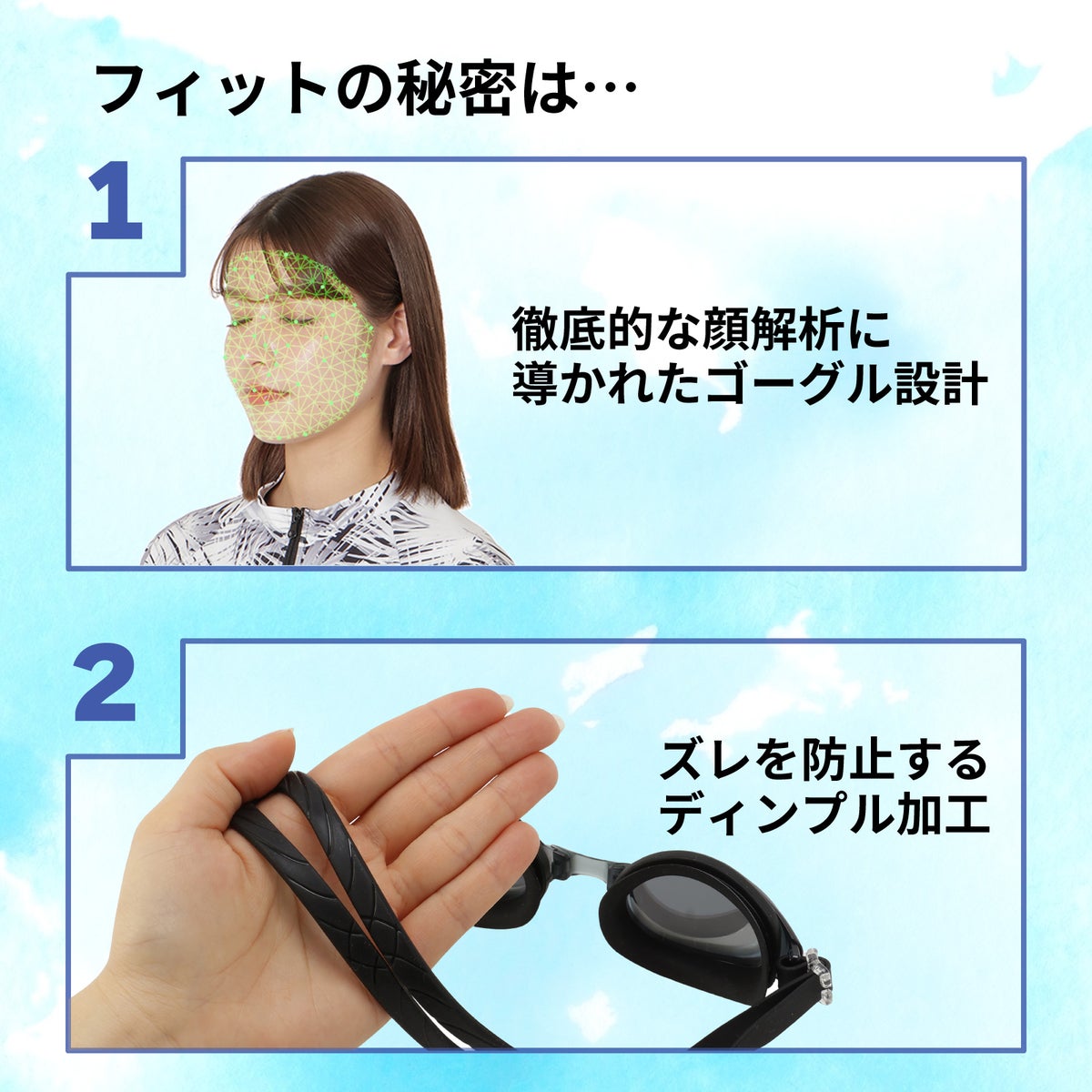 VIEWビュークッション付きフィットネススイミングゴーグルクリアタイプV630SA