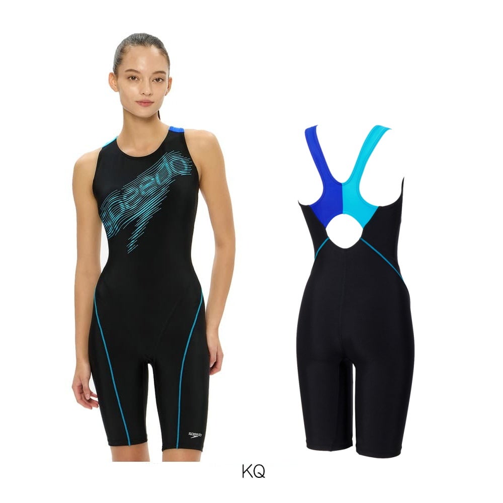 スピードSPEEDOフィットネス水着レディースストリームドッツロゴルースンニースキンオールインワンパッド付きUltraStretch02026年春夏モデルSFW12614
