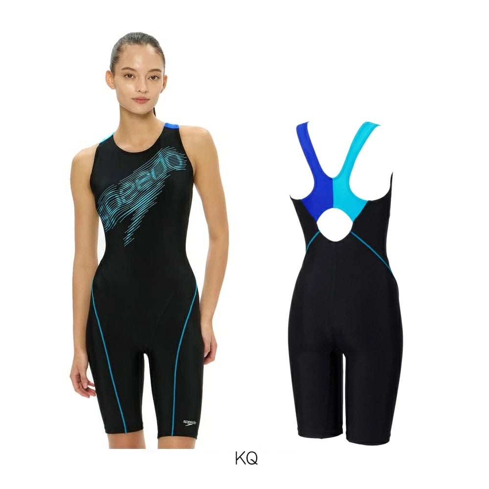 スピードSPEEDOフィットネス水着レディースストリームドッツロゴルースンニースキンオールインワンパッド付きUltraStretch02026年春夏モデルSFW12614