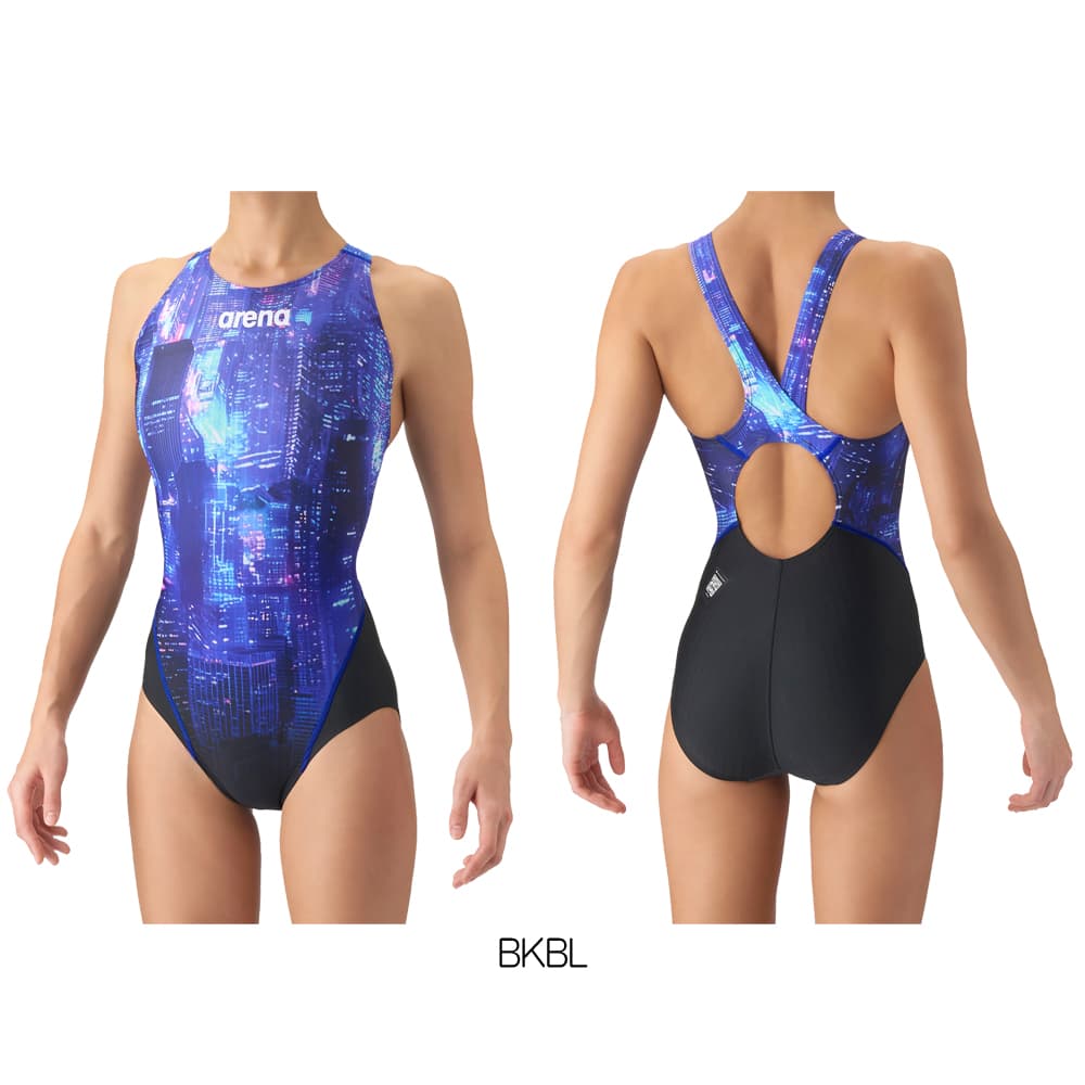 アリーナARENA競泳水着レディースWA承認モデルレーシングワンピースオープンバックAQUARACINGECOAQUASTRIPE-DUrbanCities2026年秋冬モデルAS6FRC71Lfinaマークあり