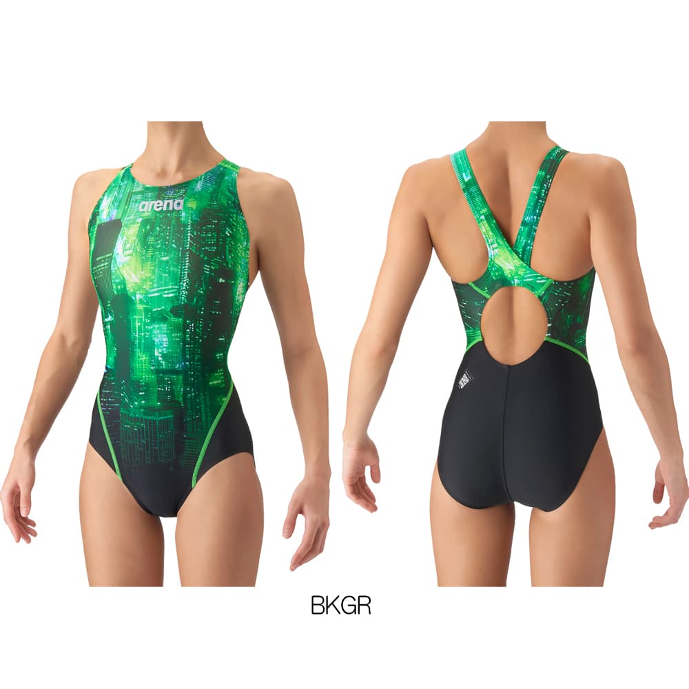 アリーナARENA競泳水着レディースWA承認モデルレーシングワンピースオープンバックAQUARACINGECOAQUASTRIPE-DUrbanCities2026年秋冬モデルAS6FRC71Lfinaマークあり