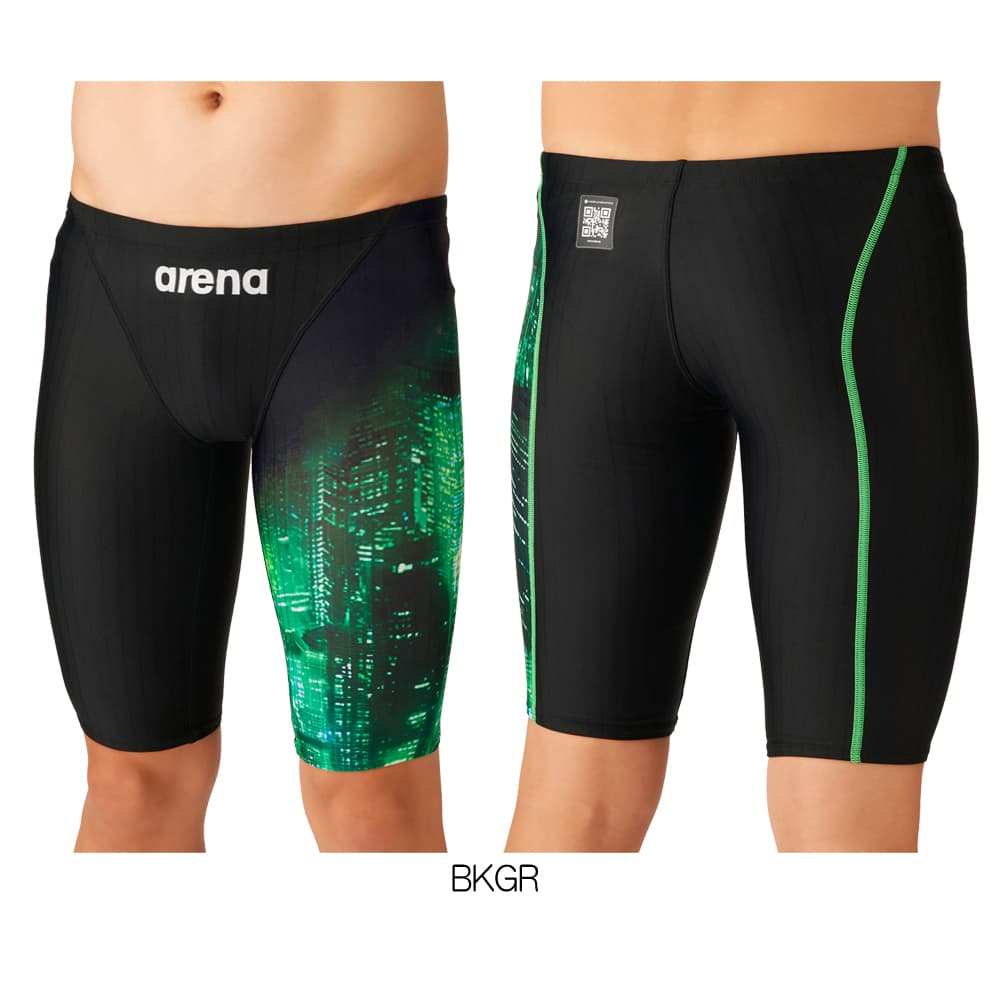 アリーナARENA競泳水着メンズWA承認モデルレーシングスパッツハーフレッグAQUARACINGECOAQUASTRIPE-DUrbanCities2026年秋冬モデルAS6FRC72Mfinaマークあり
