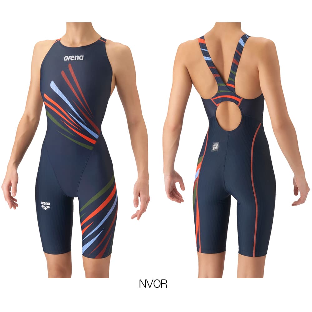 アリーナARENA競泳水着レディースWA承認モデルレーシングワンピーススパッツオープンバックハーフレッグオールインワンAQUARACINGECOAQUASTRIPE-D2026年秋冬モデルAS6FRC74Lfinaマークあり