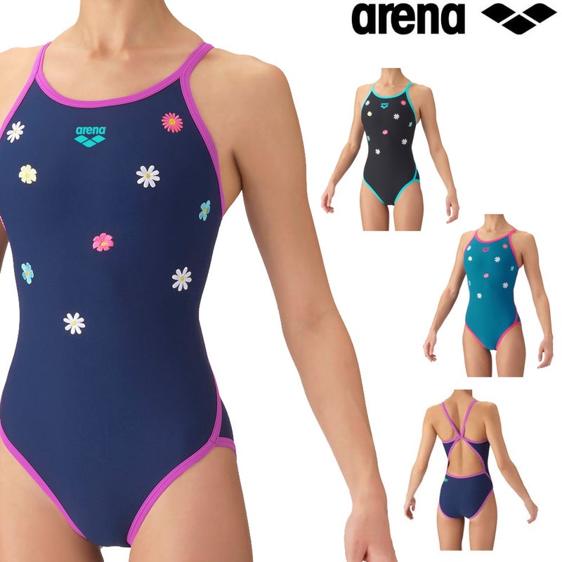 アリーナARENA競泳水着練習用水着レディーストレーニングワンピースオープンバックタフスーツタフスキンEBotanicalPause競泳練習水着2026年秋冬モデルAS6FWM27L