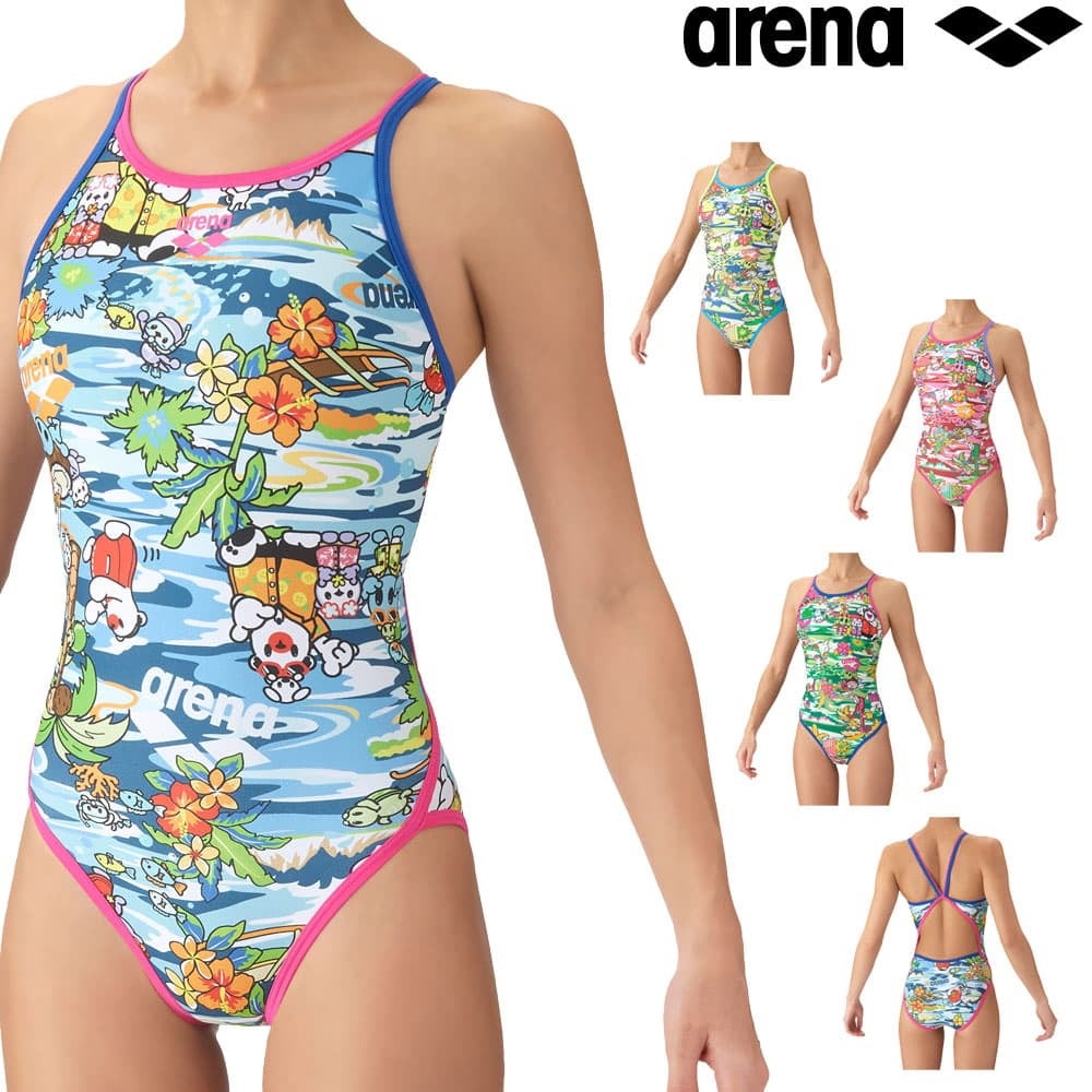 アリーナARENA競泳水着練習用水着レディーストレーニングワンピースオープンバックタフスーツタフスキンEPアリーナくんIslesofMemory競泳練習水着2026年秋冬モデルAS6FWM31L