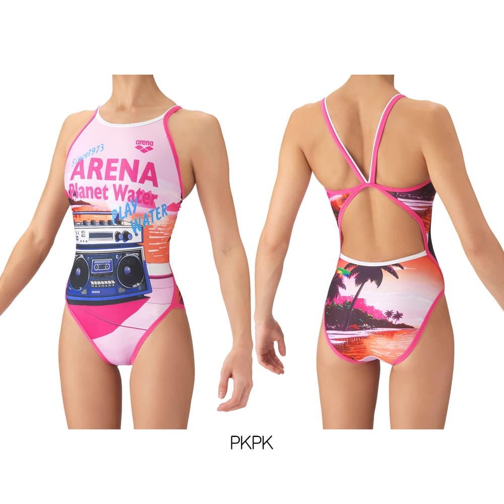 アリーナARENA競泳水着練習用水着レディーストレーニングワンピースオープンバックタフスーツタフスキンT2E競泳練習水着2026年秋冬モデルAS6FWM38L