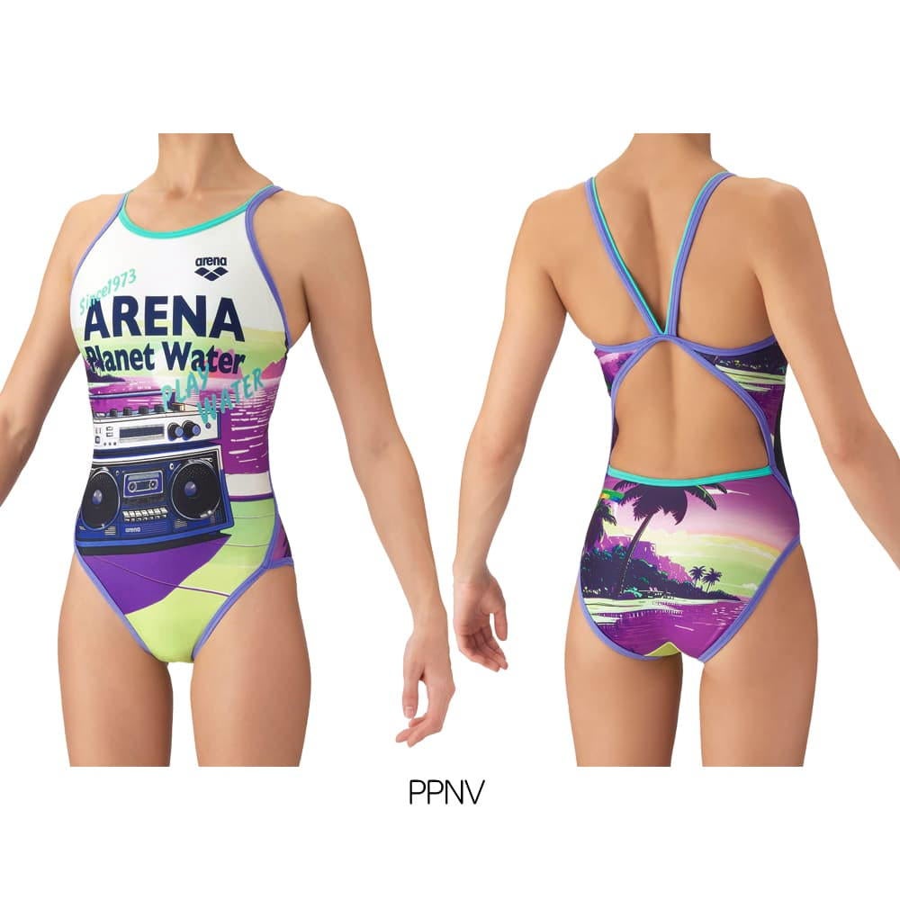 アリーナARENA競泳水着練習用水着レディーストレーニングワンピースオープンバックタフスーツタフスキンT2E競泳練習水着2026年秋冬モデルAS6FWM38L