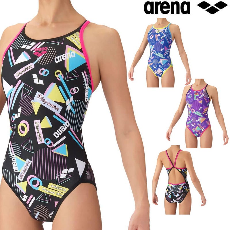 アリーナARENA競泳水着練習用水着レディーストレーニングワンピースオープンバックタフスーツタフスキンEP競泳練習水着2026年秋冬モデルAS6FWM40L