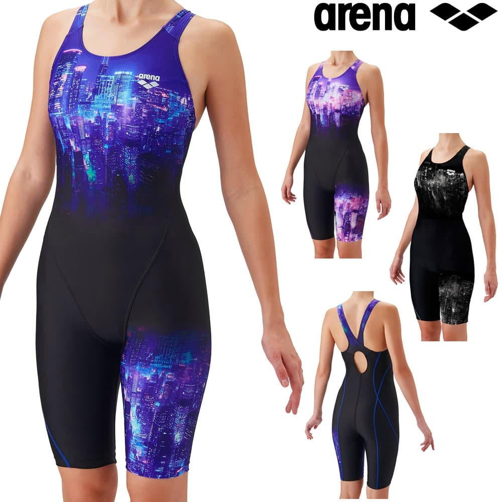 アリーナARENAフィットネス水着レディースフィットネスワンピーススパッツオープンバックハーフレッグぴったりパッドパッド付きオールインワンAQUAEXAダブルエステルWRUrbanCities2026年秋冬モデルAS6FWF06L
