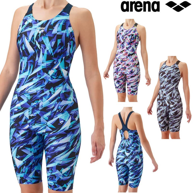アリーナARENAフィットネス水着レディースフィットネスワンピーススパッツオープンバックハーフレッグぴったりパッドパッド付きオールインワンAQUAEXAダブルエステルWR2026年秋冬モデルAS6FWF14L