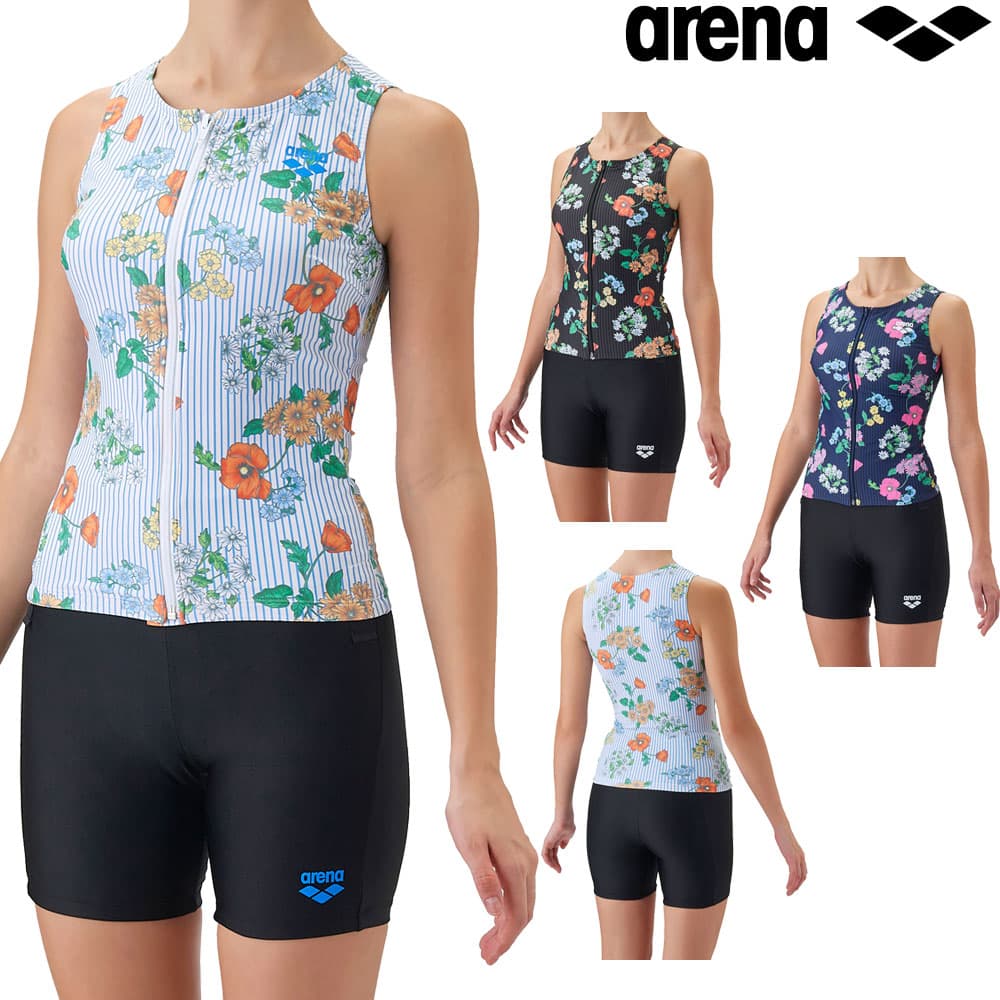アリーナARENAフィットネス水着レディースフィットネスセパレートカバーバックミドルレッグ差し込みパッドパッド付きフルダル2WAY2026年秋冬モデルAS6FWF59L