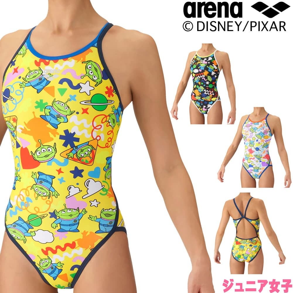 アリーナARENA競泳水着練習用水着ジュニア女子トレーニングワンピースオープンバックタフスーツタフスキンEPディズニー『トイストーリー』競泳練習水着2026年秋冬モデルAS6FWM53G