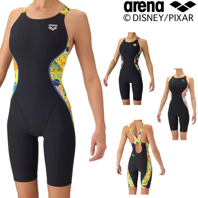 アリーナARENA競泳水着練習用水着レディーストレーニングワンピーススパッツオープンバックハーフレッグオールインワンタフスーツタフスキンEディズニー『トイストーリー』競泳練習水着2026年秋冬モデルAS6FWM54L