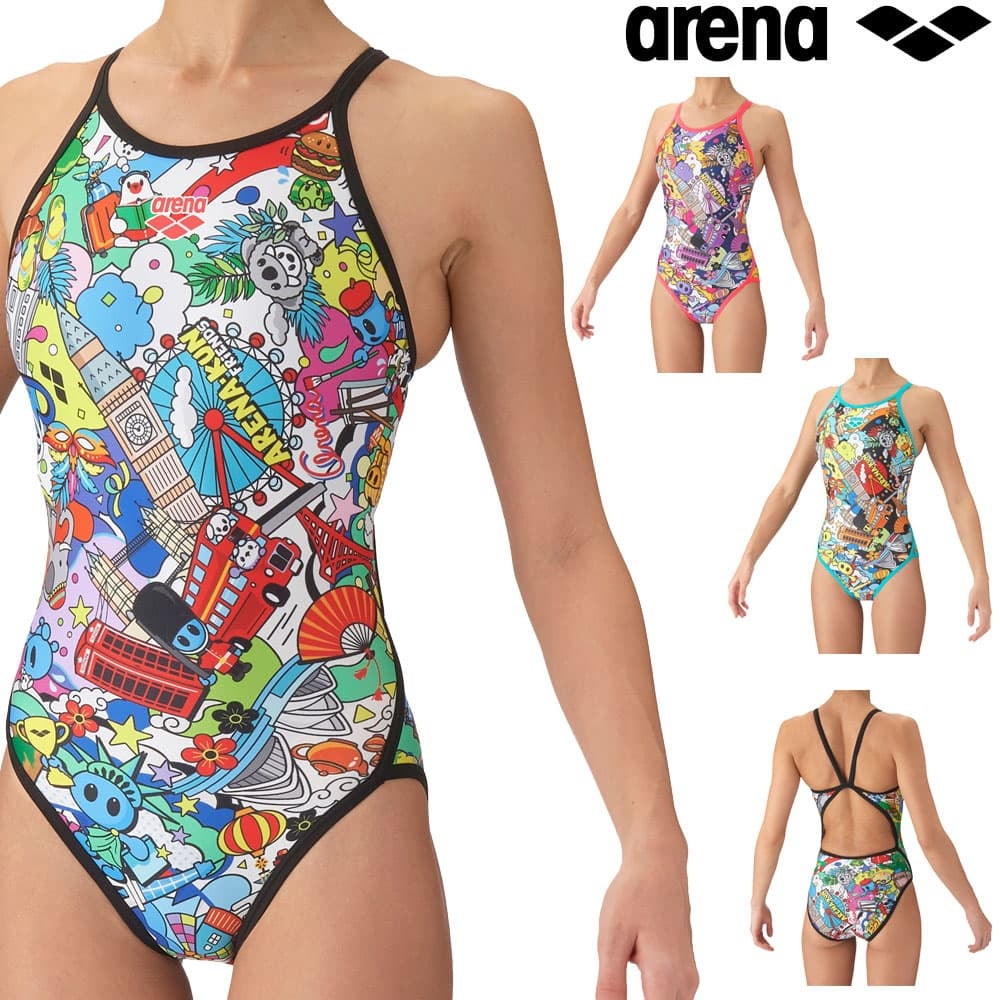 アリーナARENA競泳水着練習用水着レディーストレーニングワンピースオープンバックタフスーツタフスキンT2Eアリーナくん競泳練習水着2026年秋冬モデルAS6FWM45L