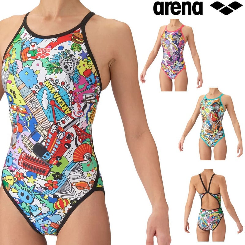 アリーナARENA競泳水着練習用水着レディーストレーニングワンピースオープンバックタフスーツタフスキンT2Eアリーナくん競泳練習水着2026年秋冬モデルAS6FWM45L