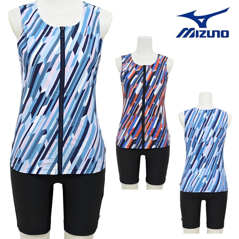 ミズノMIZUNO別注オリジナルフィットネス水着レディースセパレーツセパレートファスナー付き袖なしパッド付きN2JGDW01