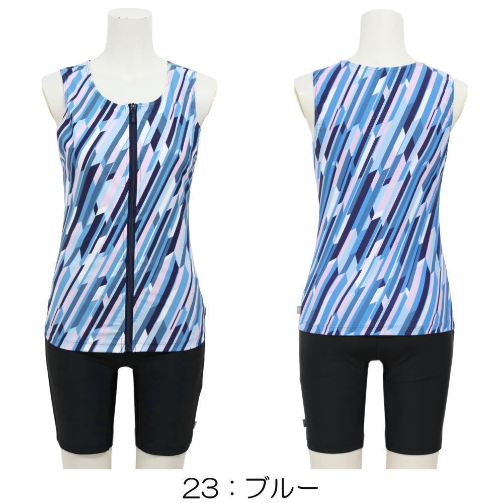 ミズノMIZUNO別注オリジナルフィットネス水着レディースセパレーツセパレートファスナー付き袖なしパッド付きN2JGDW01