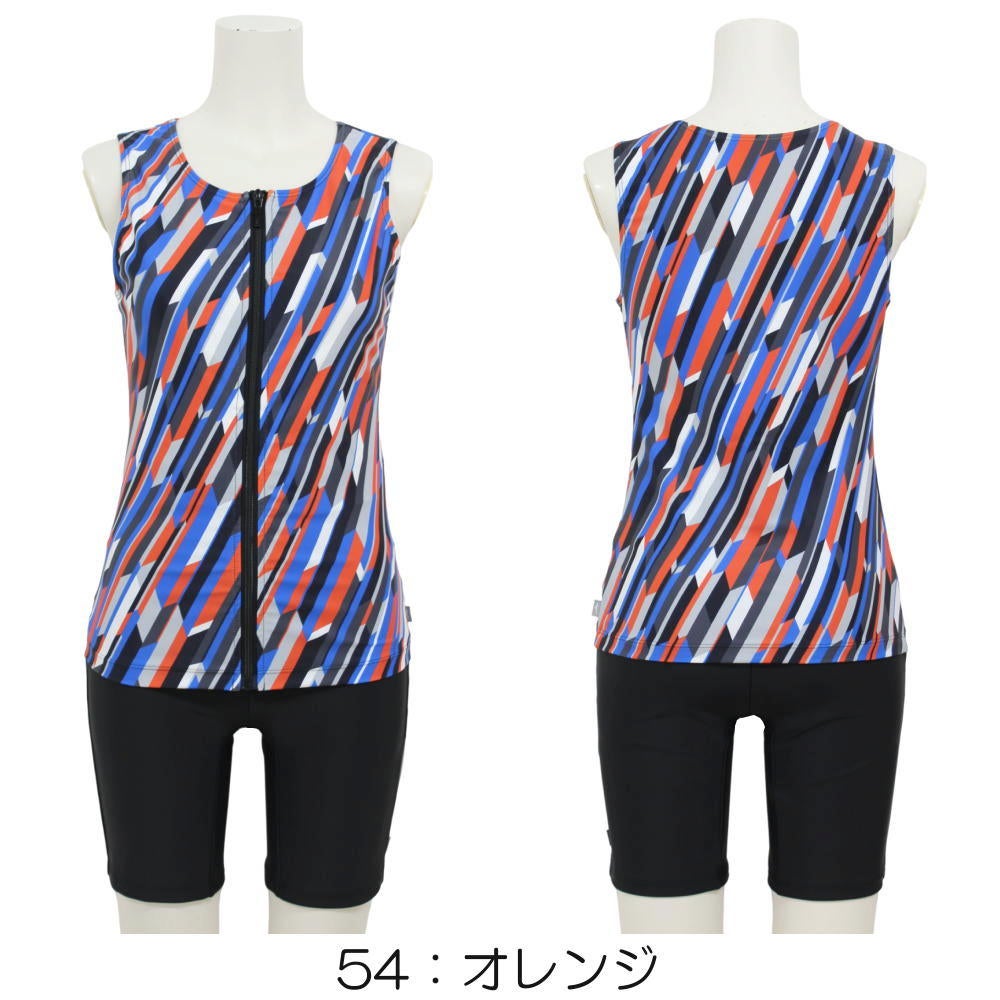 ミズノMIZUNO別注オリジナルフィットネス水着レディースセパレーツセパレートファスナー付き袖なしパッド付きN2JGDW01