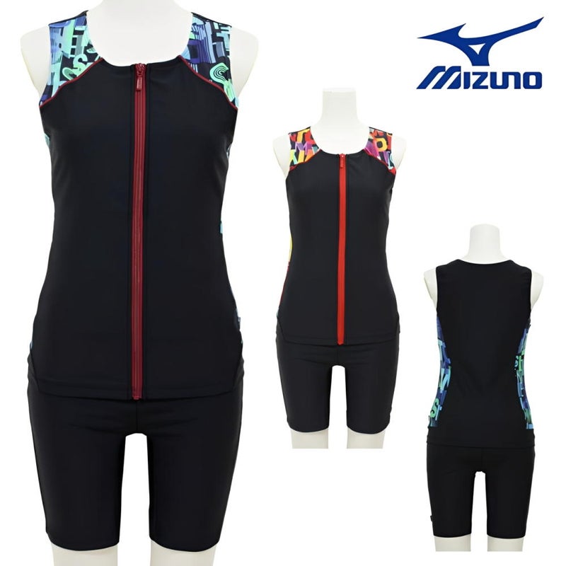 ミズノMIZUNO別注オリジナルフィットネス水着レディースセパレーツセパレートファスナー付き袖なしパッド付きN2JGDW01