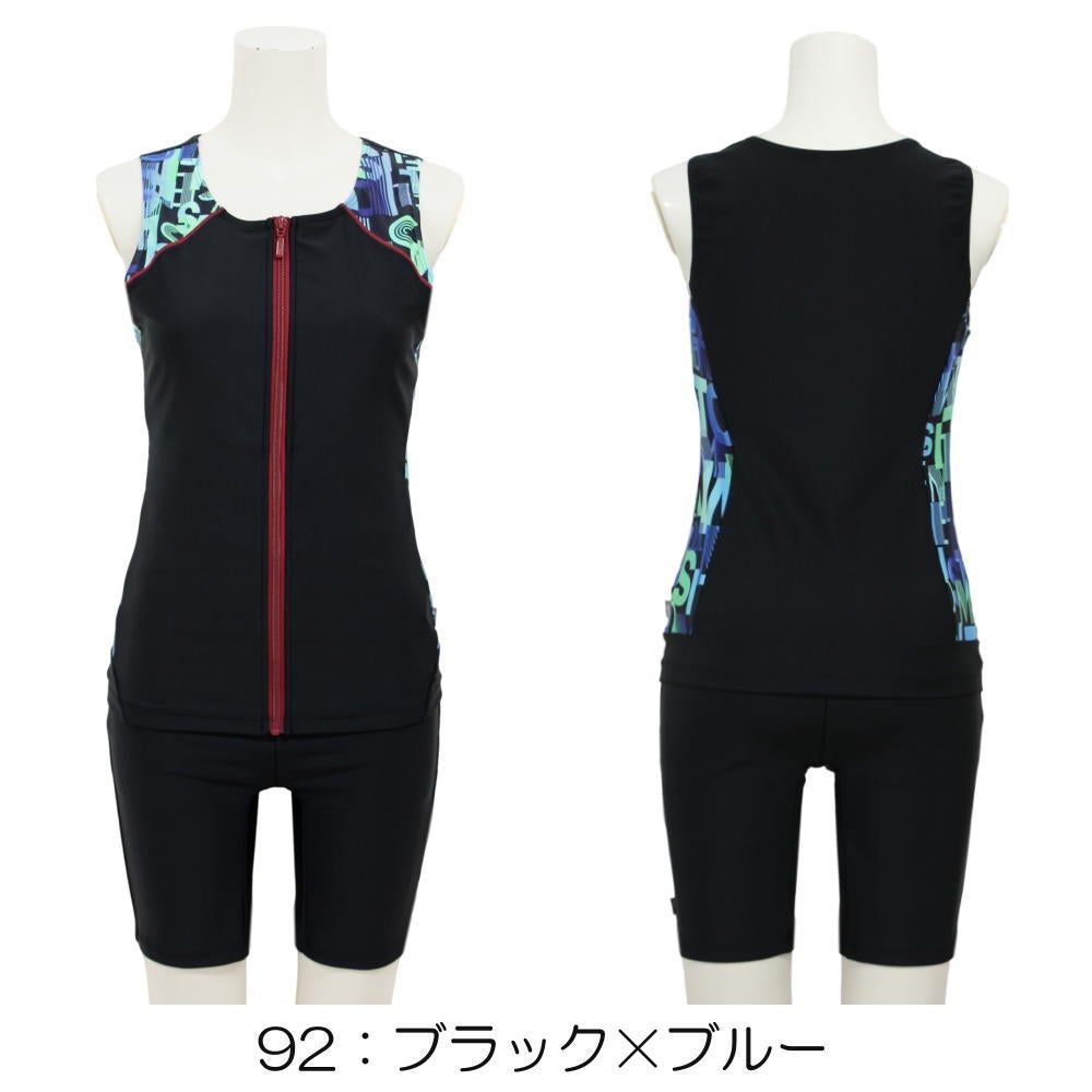 ミズノMIZUNO別注オリジナルフィットネス水着レディースセパレーツセパレートファスナー付き袖なしパッド付きN2JGDW02