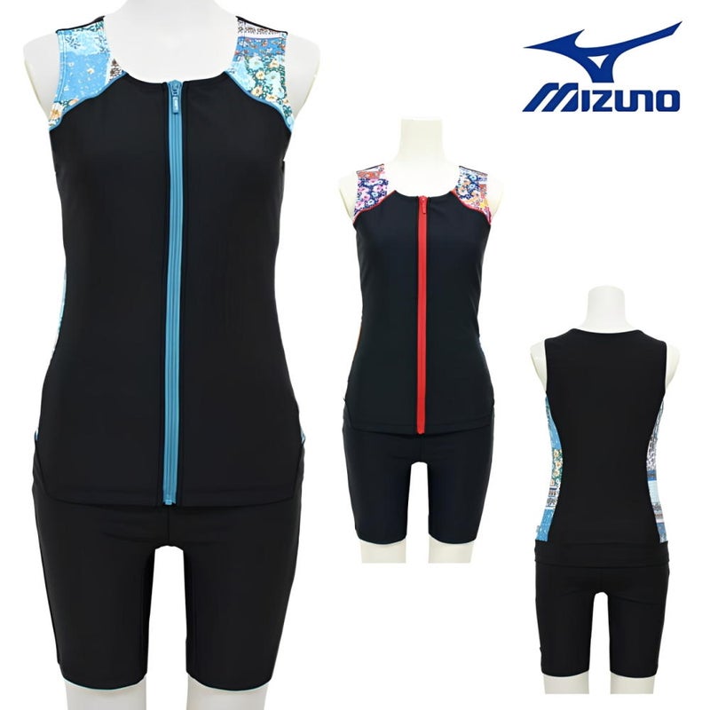 ミズノMIZUNO別注オリジナルフィットネス水着レディースセパレーツセパレートファスナー付き袖なしパッド付きN2JGDW03