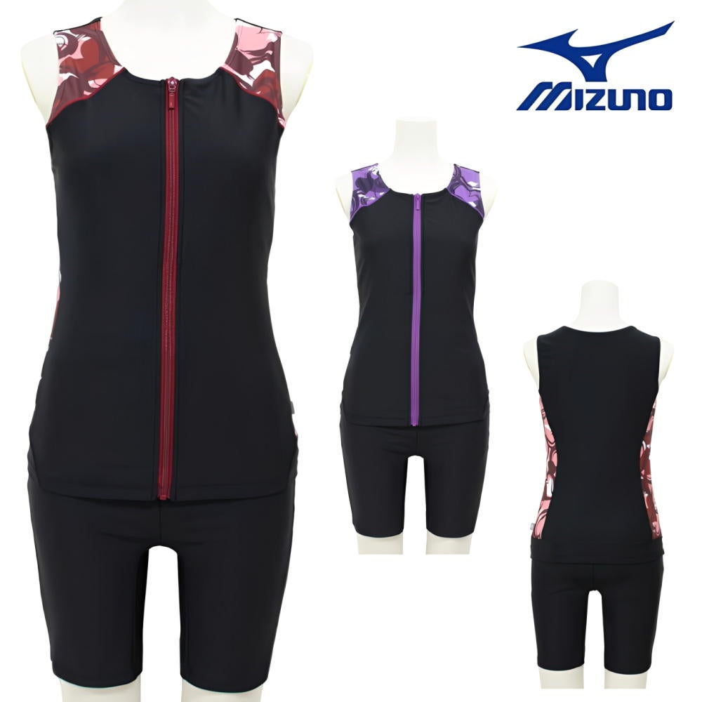 ミズノMIZUNO別注オリジナルフィットネス水着レディースセパレーツセパレートファスナー付き袖なしパッド付きN2JGDW04