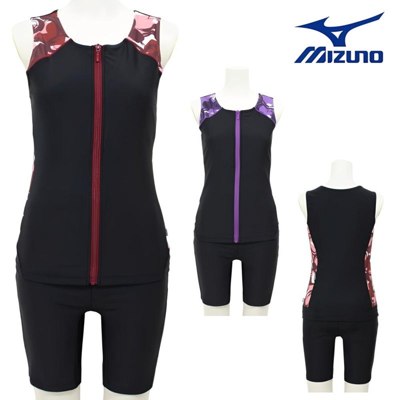 ミズノMIZUNO別注オリジナルフィットネス水着レディースセパレーツセパレートファスナー付き袖なしパッド付きN2JGDW04