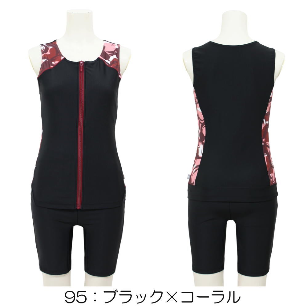 ミズノMIZUNO別注オリジナルフィットネス水着レディースセパレーツセパレートファスナー付き袖なしパッド付きN2JGDW04