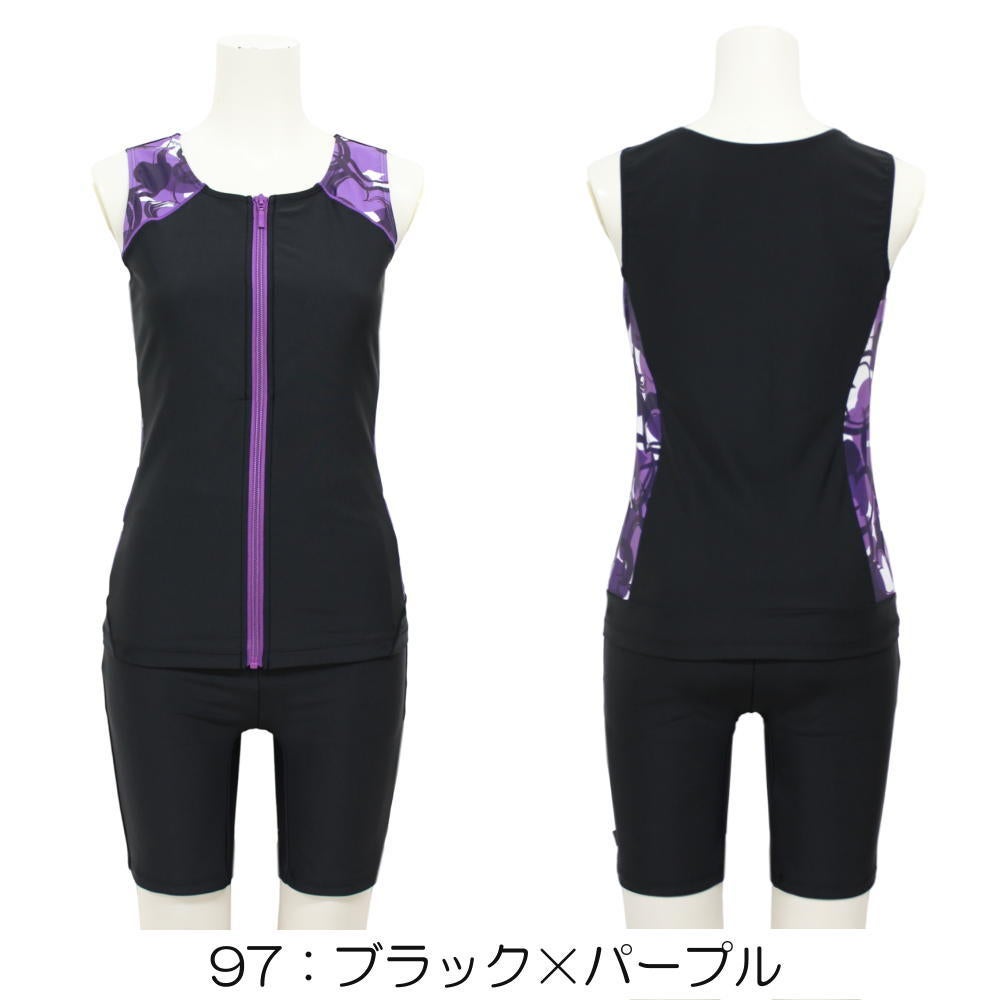 ミズノMIZUNO別注オリジナルフィットネス水着レディースセパレーツセパレートファスナー付き袖なしパッド付きN2JGDW04