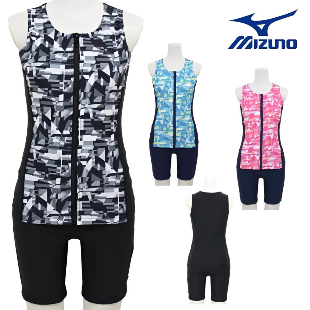 ミズノMIZUNO別注オリジナルフィットネス水着レディースセパレーツセパレートファスナー付き袖なしパッド付きN2JGDW05