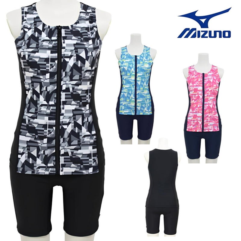 ミズノMIZUNO別注オリジナルフィットネス水着レディースセパレーツセパレートファスナー付き袖なしパッド付きN2JGDW05