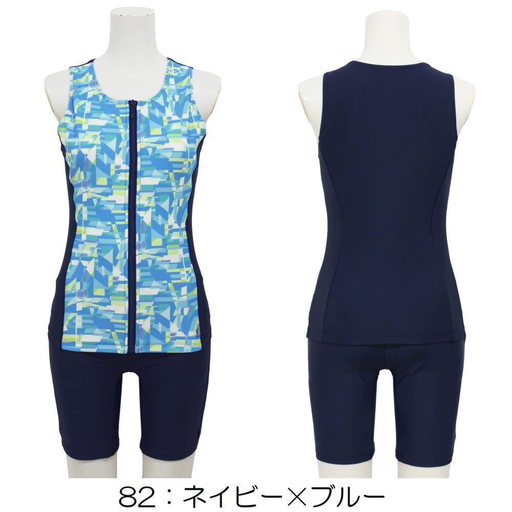 ミズノMIZUNO別注オリジナルフィットネス水着レディースセパレーツセパレートファスナー付き袖なしパッド付きN2JGDW05