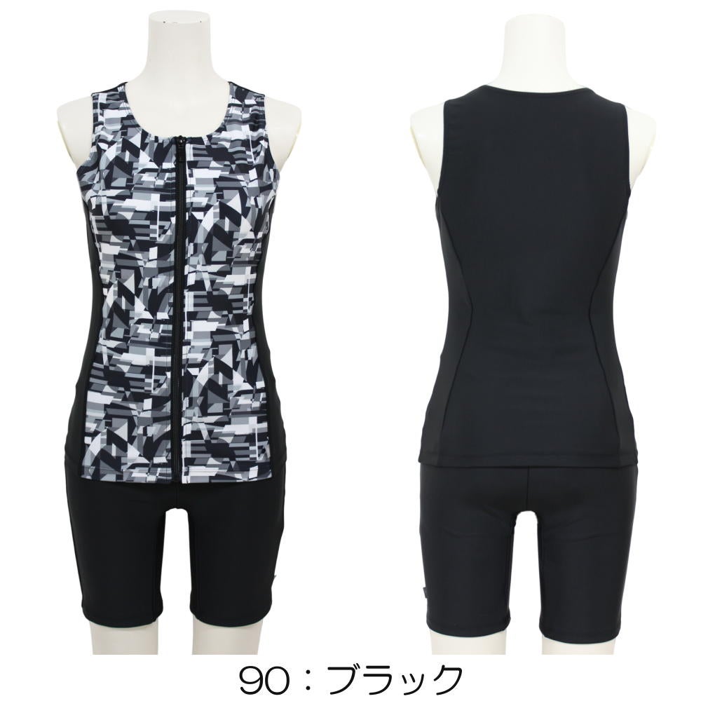 ミズノMIZUNO別注オリジナルフィットネス水着レディースセパレーツセパレートファスナー付き袖なしパッド付きN2JGDW05