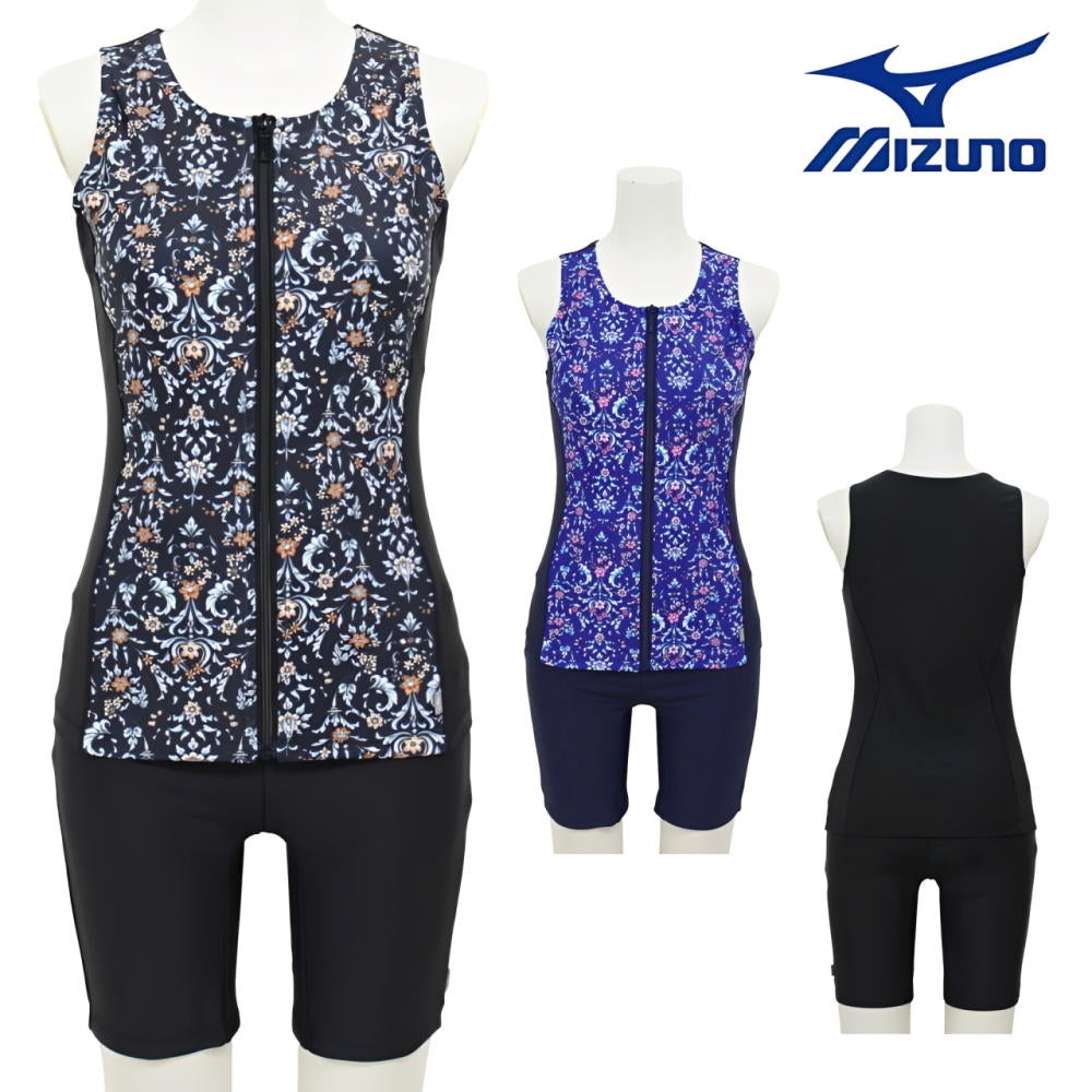 ミズノMIZUNO別注オリジナルフィットネス水着レディースセパレーツセパレートファスナー付き袖なしパッド付きN2JGDW06