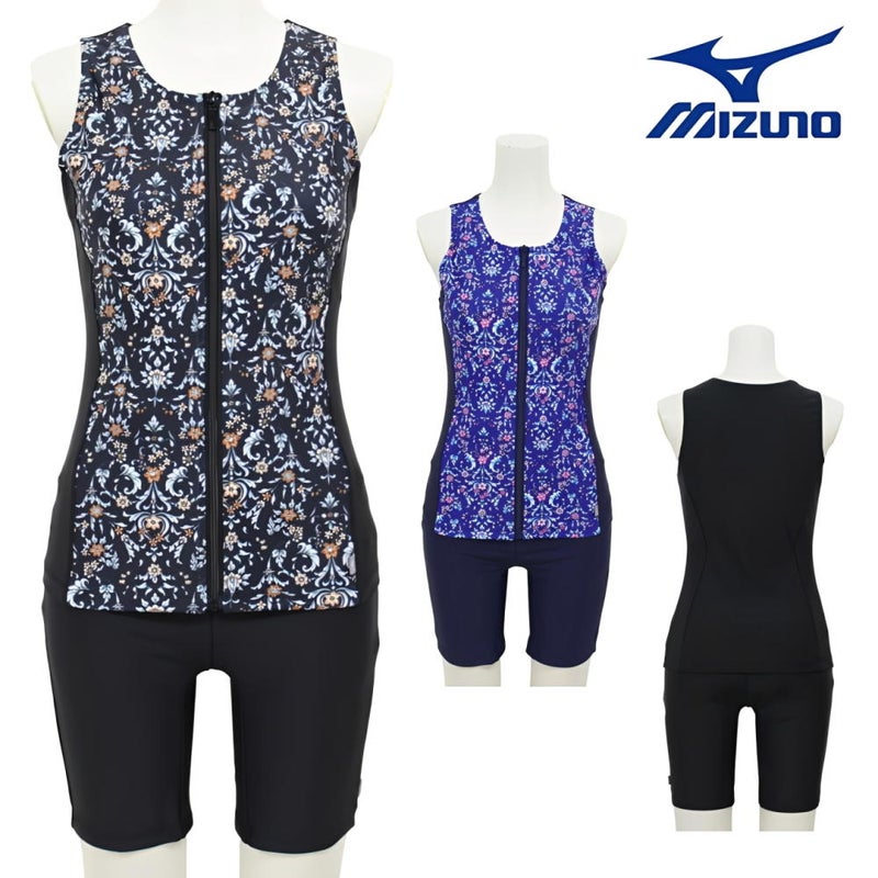 ミズノMIZUNO別注オリジナルフィットネス水着レディースセパレーツセパレートファスナー付き袖なしパッド付きN2JGDW06