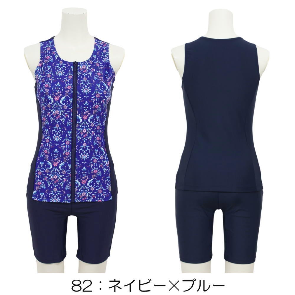ミズノMIZUNO別注オリジナルフィットネス水着レディースセパレーツセパレートファスナー付き袖なしパッド付きN2JGDW06