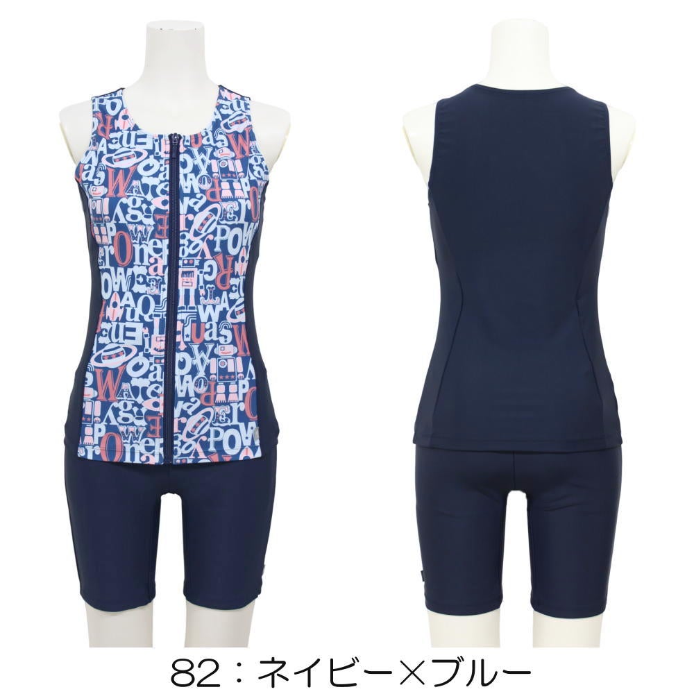 ミズノMIZUNO別注オリジナルフィットネス水着レディースセパレーツセパレートファスナー付き袖なしパッド付きN2JGDW07