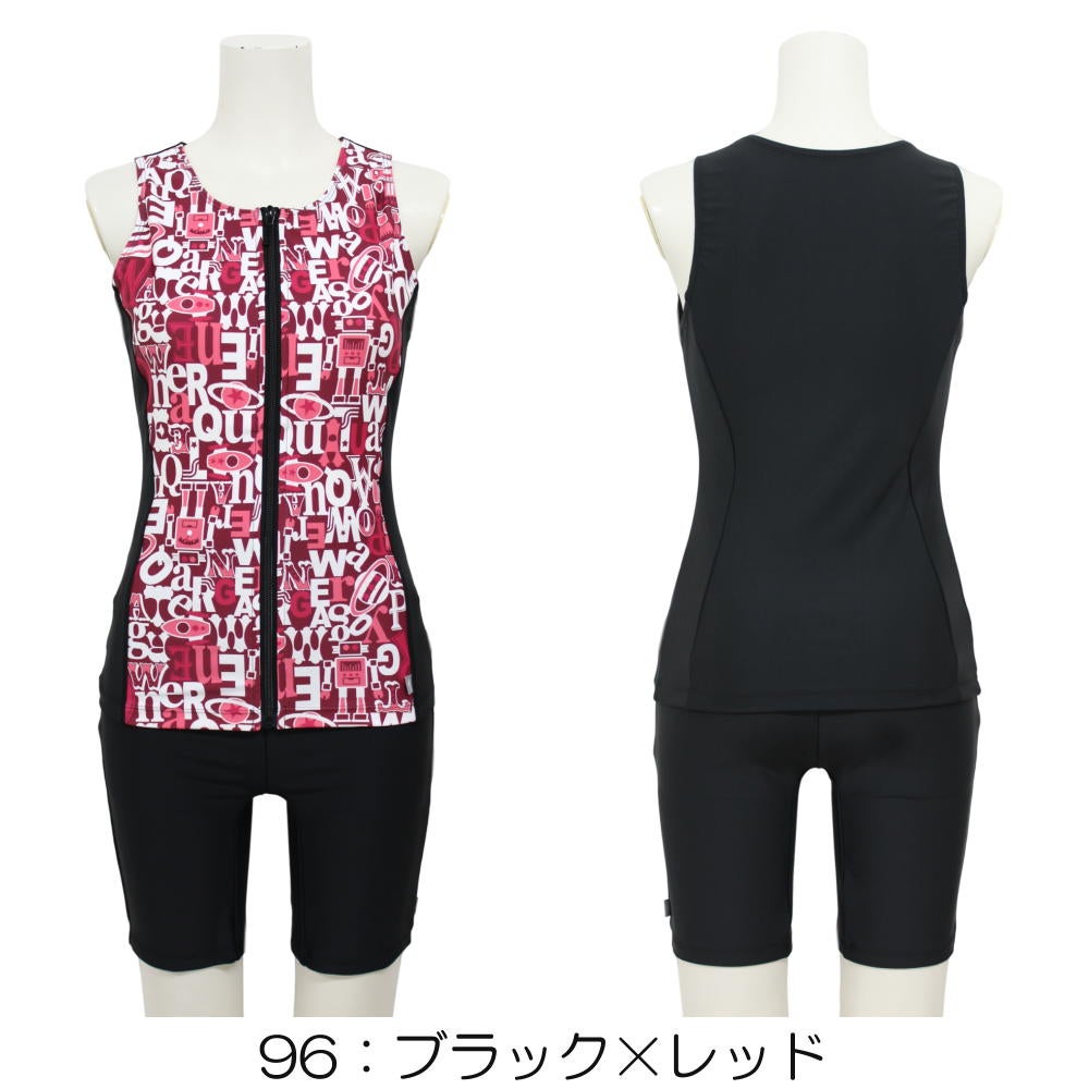 ミズノMIZUNO別注オリジナルフィットネス水着レディースセパレーツセパレートファスナー付き袖なしパッド付きN2JGDW07