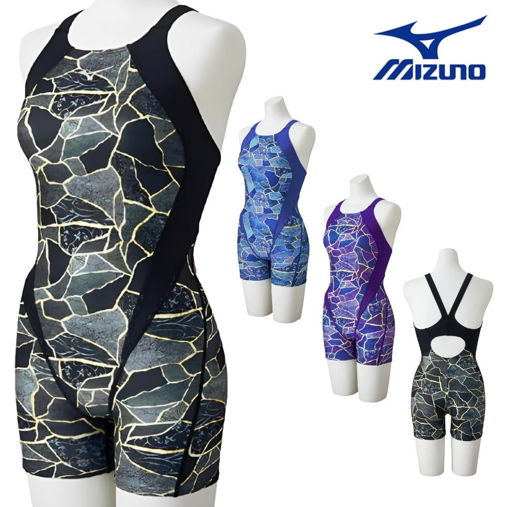 ミズノMIZUNO競泳水着練習用水着レディースエクサースーツミディアムハーフスーツオールインワンEXERSUITSU-Fit競泳練習水着2026年春夏モデルN2MGD786