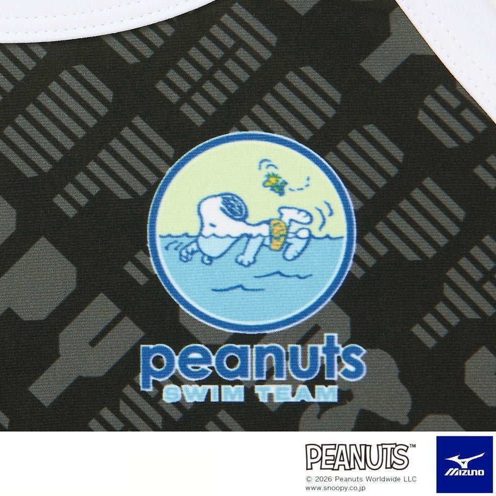 ミズノMIZUNO競泳水着練習用水着ジュニア女子エクサースーツミディアムカットEXERSUITSU-FitPEANUTSスヌーピー競泳練習水着2026年春夏モデルN2MAD431