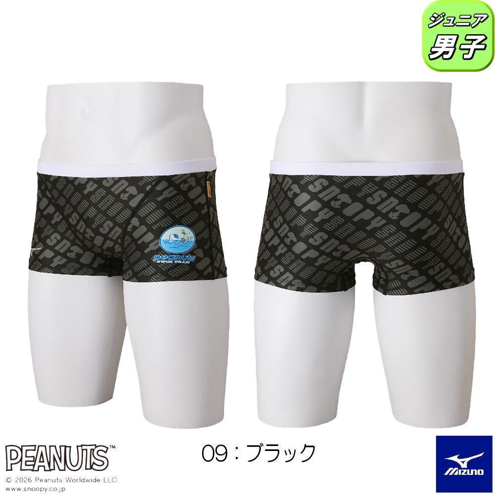 ミズノMIZUNO競泳水着練習用水着ジュニア男子エクサースーツショートスパッツEXERSUITSU-FitPEANUTSスヌーピー競泳練習水着2026年春夏モデルN2MBD431