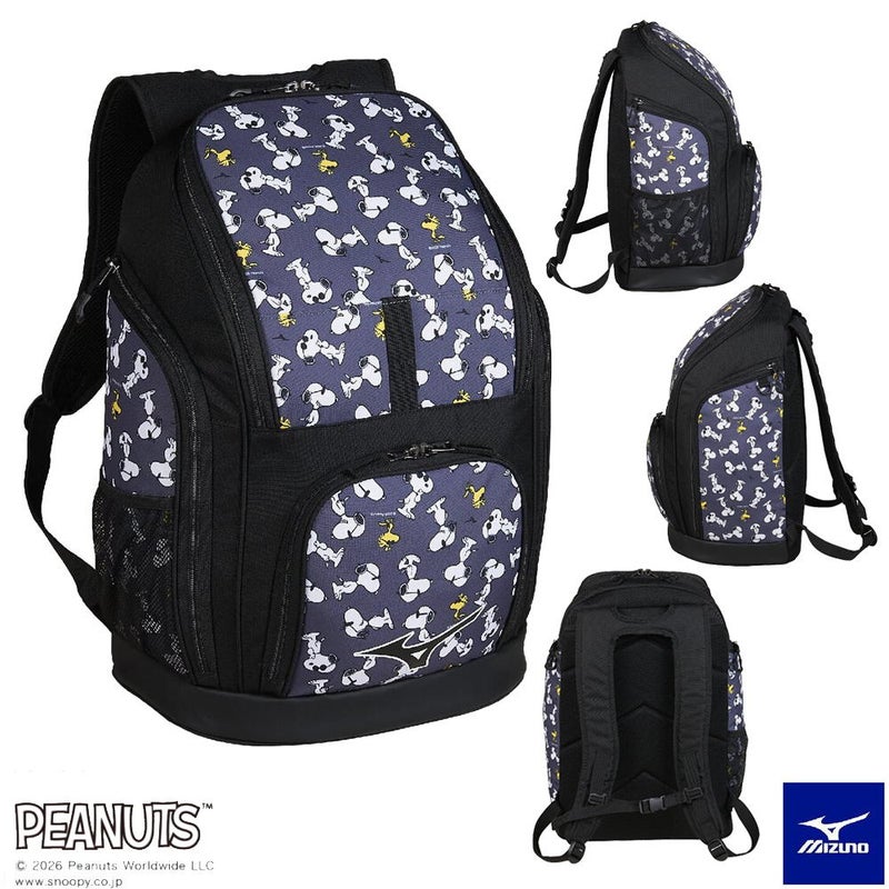 ミズノMIZUNO水泳チームバッグパック35リュックスポーツバッグPEANUTS35L2026年春夏モデルN3JDDX11