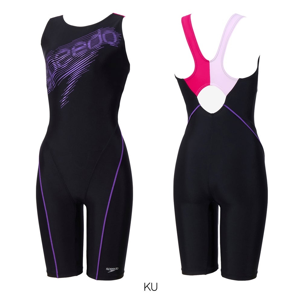 スピードSPEEDOフィットネス水着レディースストリームドッツロゴルースンニースキンオールインワンパッド付きUltraStretch02026年春夏モデルSFW12614