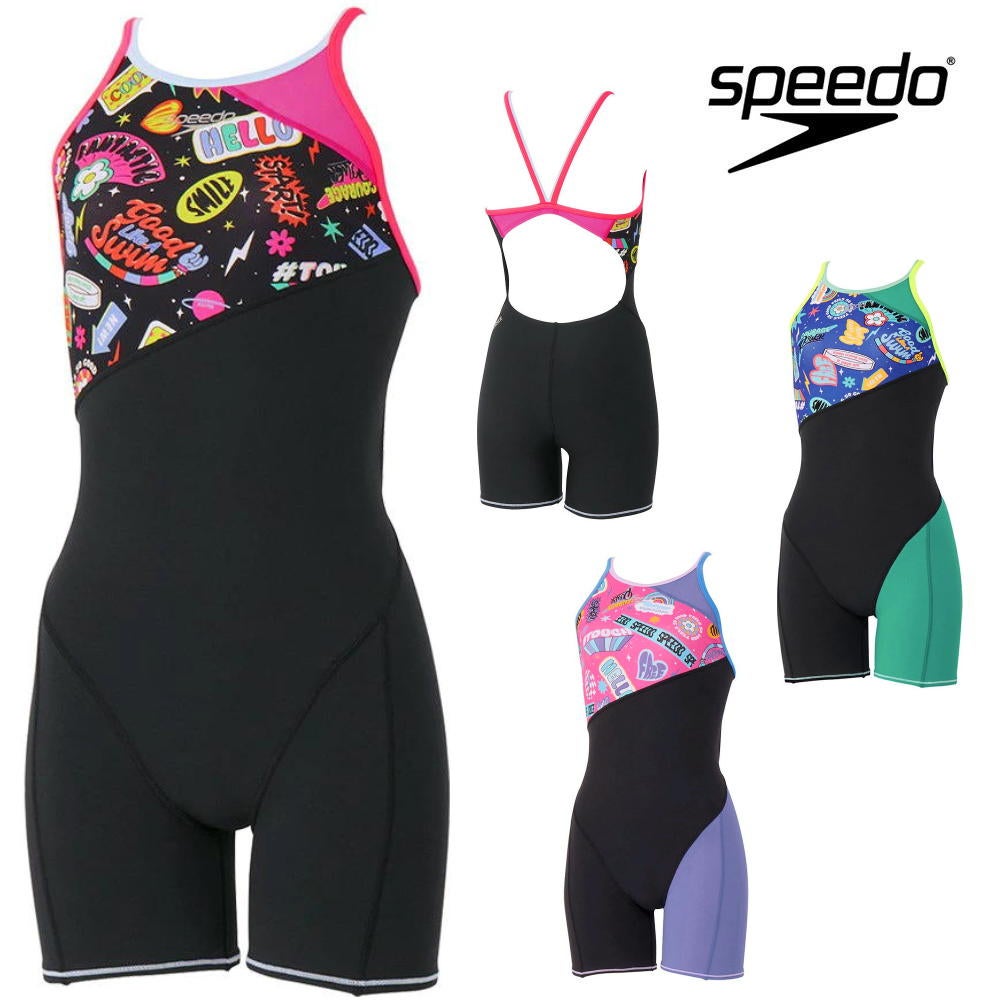 スピード SPEEDO 競泳水着 練習用水着 レディース カラフルアイコンズターンズショートニースキン ENDURANCE ECO 競泳練習水着 2026年秋冬モデル STW12655